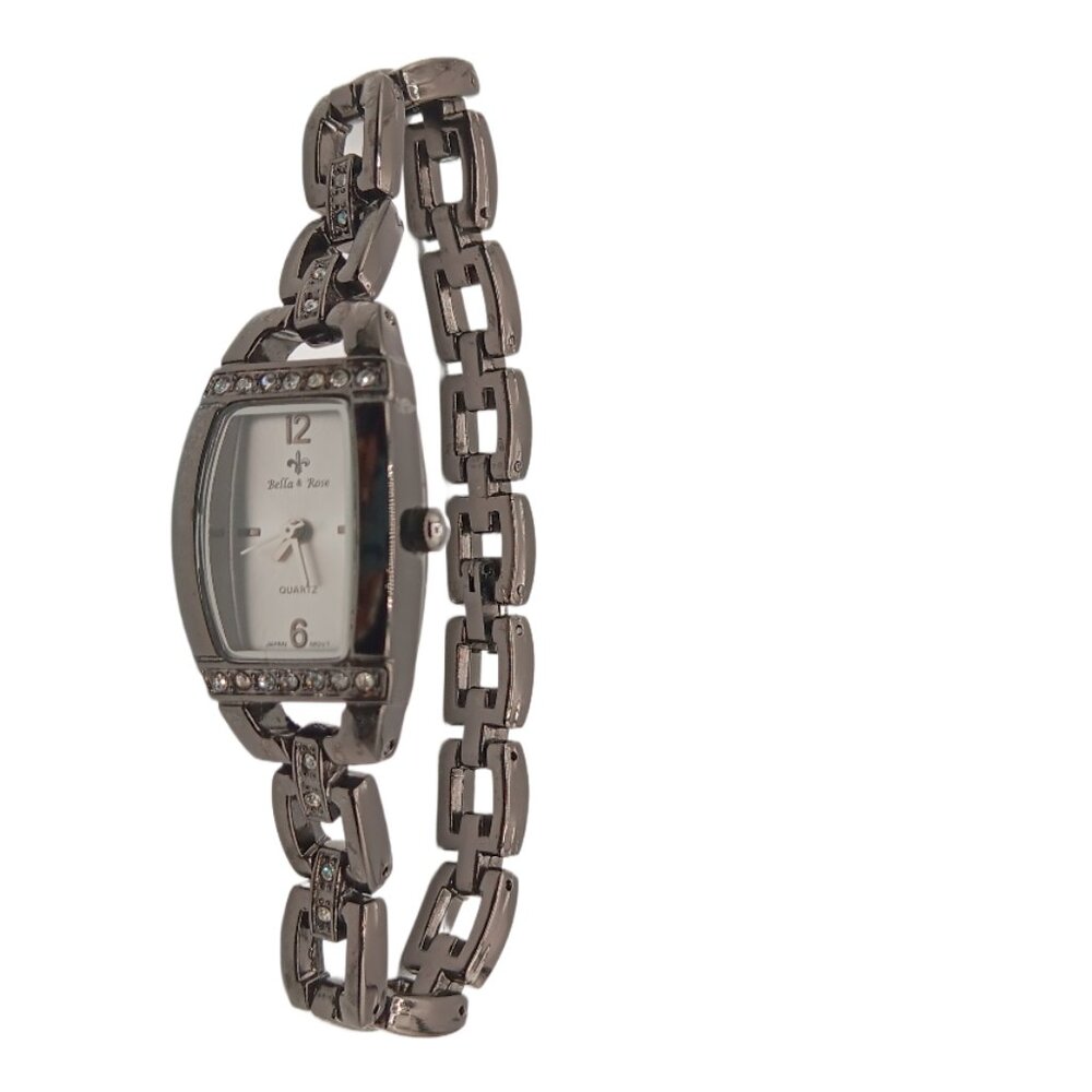Vintage Bella & Rose Rhinestone Quartz Watch Gunmetal Gray 90s Y2K Not Running